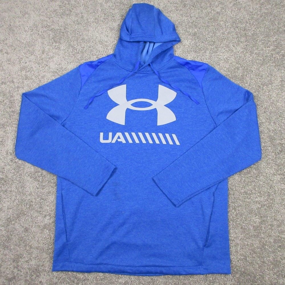 Under Armour Sweater Mens Extra Large Blue Hoodie Sweatshirt Logo Cold Gear 02